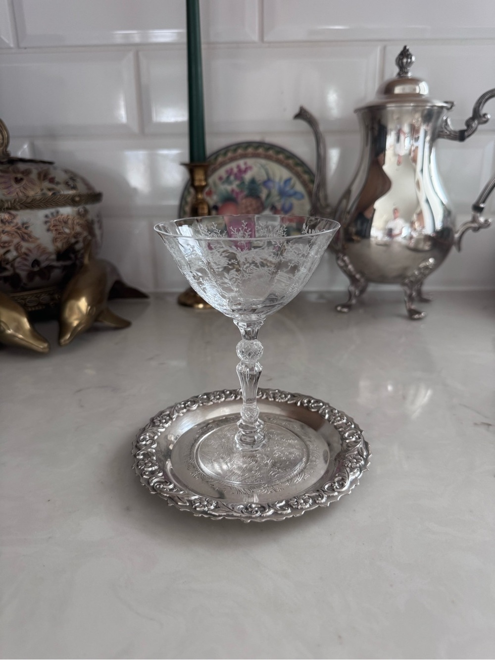 Vintage Silver Plated Round Small Tray/ Coaster